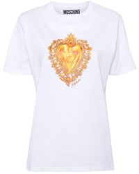 Moschino - Katoenen T-shirt Met Hartprint - Lyst