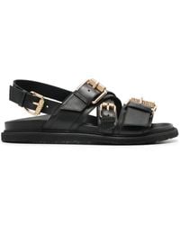 Moschino - Logo-plaque Leather Sandals - Lyst