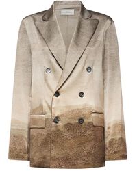 Pierre Louis Mascia - Landscape-Print Double-Breasted Jacket - Lyst