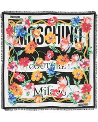 Moschino - Seidenschal mit Blumen-Logo-Print - Lyst