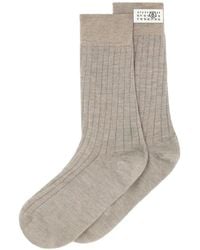 MM6 by Maison Margiela - Ribbed Logo-Patch Socks - Lyst