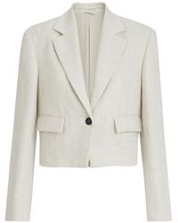 Brunello Cucinelli - Chevron-Pattern Cropped Blazer - Lyst