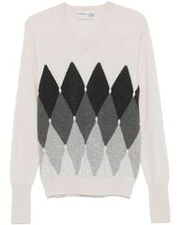 Ballantyne - Diamond-Pattern V-Neck Sweater - Lyst