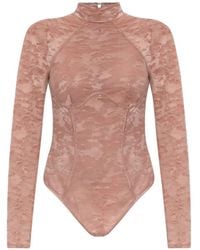 DIESEL - Lace-Overlay Open-Back Bodysuit - Lyst