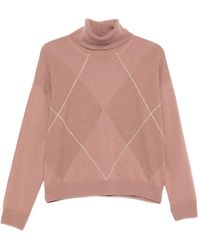 Peserico - Argyle-Knit Roll-Neck Sweater - Lyst