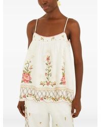 FARM Rio - Flower Embroidery Scalloped-Hem Blouse - Lyst