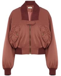 Chloé - Ribbed-Trim Zip-Up Bomber Jacket - Lyst