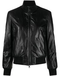 Emporio Armani - Travel Essential Leather Bomber Jacket - Lyst