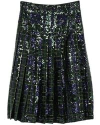 N°21 - Jupe Mi-Longue À Sequins Et Carreaux - Lyst