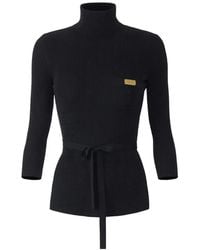 Elisabetta Franchi - Micro-Braided Knit Turtleneck Top - Lyst