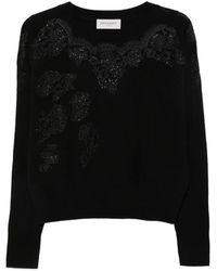 ERMANNO FIRENZE - Lace-Panel Sequin-Embellished Sweater - Lyst