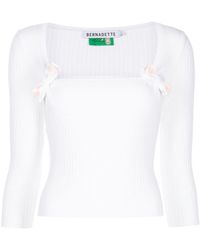 BERNADETTE - Ribbed-knit Bow-detail Top - Lyst