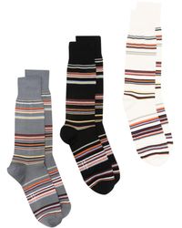 Paul Smith - Striped Mid-Calf Socks (Pack Of Three) - Lyst