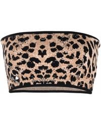 Philipp Plein - Knitted Leopard-Print Bandeau Top - Lyst