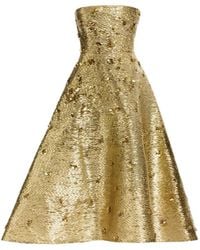 Elie Saab - Bead-Embroidered Strapless Midi Dress - Lyst
