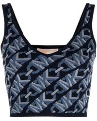 MICHAEL Michael Kors - Monogram-Jacquard Cropped Tank Top - Lyst