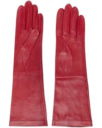 Manokhi Lange Handschuhe aus Leder - Rot
