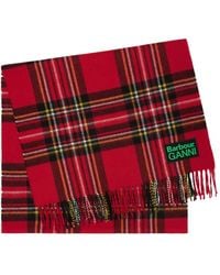 Ganni - X Barbour Tartan Fringed Scarf - Lyst