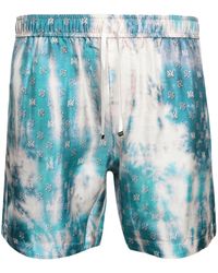 Amiri - Turquoise Bleached Ma Paisley Silk Shorts - Lyst