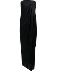Elisabetta Franchi - Maxi-Jurk Met Open Schouders En Logoplakkaat - Lyst
