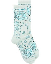 Alanui - Bandana Logo-embroidered Ribbed-knit Socks - Lyst