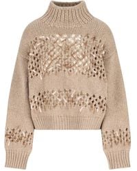 Brunello Cucinelli - Openwork Ribbed Sweater - Lyst