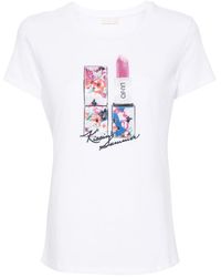 Liu Jo - Lipstick-print Cotton T-shirt - Lyst