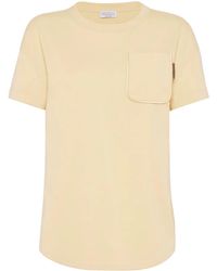 Brunello Cucinelli - Shiny Tab Cotton T-Shirt - Lyst