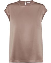 Brunello Cucinelli - モニーレトリム サテンtシャツ - Lyst