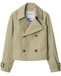 Burberry - Cotton Blend Trench Jacket - Lyst