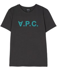 A.P.C. - Logo-print Cotton T-shirt - Lyst