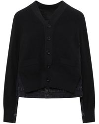 Sacai - Denim-Panelled Knit Cardigan - Lyst