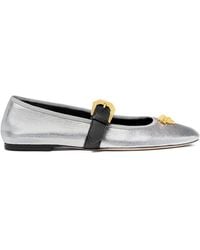 Versace - La Medusa Metallic Ballerina's - Lyst