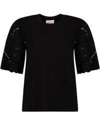 MC2 Saint Barth - Maisa Broderie-Anglaise-Sleeve T-Shirt - Lyst