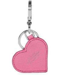 Smythson - Panama-Leather Heart Keyring - Lyst