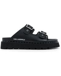 KARL LAGERFELD - Buckle-Fastening Platform Slides - Lyst