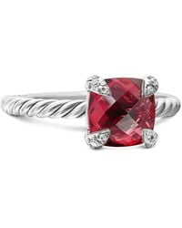 David Yurman - Sterling Chatelaine Rhodolite Garnet And Diamond Ring (8Mm) - Lyst