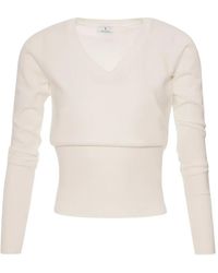 Fracomina - Button-Cuff V-Neck Sweater - Lyst