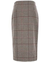 FEDERICA TOSI - Check-Pattern Rear-Slit Midi Skirt - Lyst