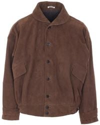 AURALEE - Veste En Daim À Boutonnière - Lyst