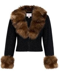 Cinq À Sept - Della Faux-Fur Trim Cardigan - Lyst