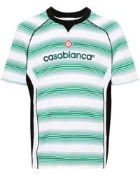 Casablancabrand - Slim-fit Logo-detailed Striped Cotton T-shirt - Lyst
