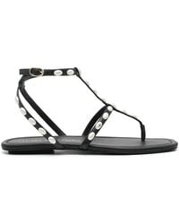 Stuart Weitzman - Pearlita Leather Flat Sandals - Lyst