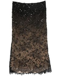 Elie Saab - Sequin-Embellished Lace-Overlay Midi Skirt - Lyst