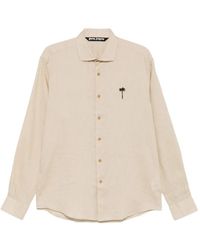 Palm Angels - Chemise En Lin À Logo Brodé - Lyst