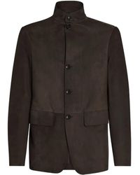 ZEGNA - Secondskin Il Buttoned Leather Jacket - Lyst