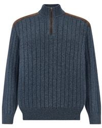 Paul & Shark - Suede-Panelled Half-Zip Sweater - Lyst
