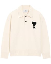 Ami Paris - Ami De Coeur Wool Polo Shirt - Lyst