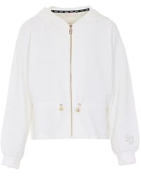 Liu Jo - Scuba Zip Strass Logo Hooded Jacket - Lyst