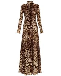 Dolce & Gabbana - Leopard-Print Cady Wrap Dress - Lyst